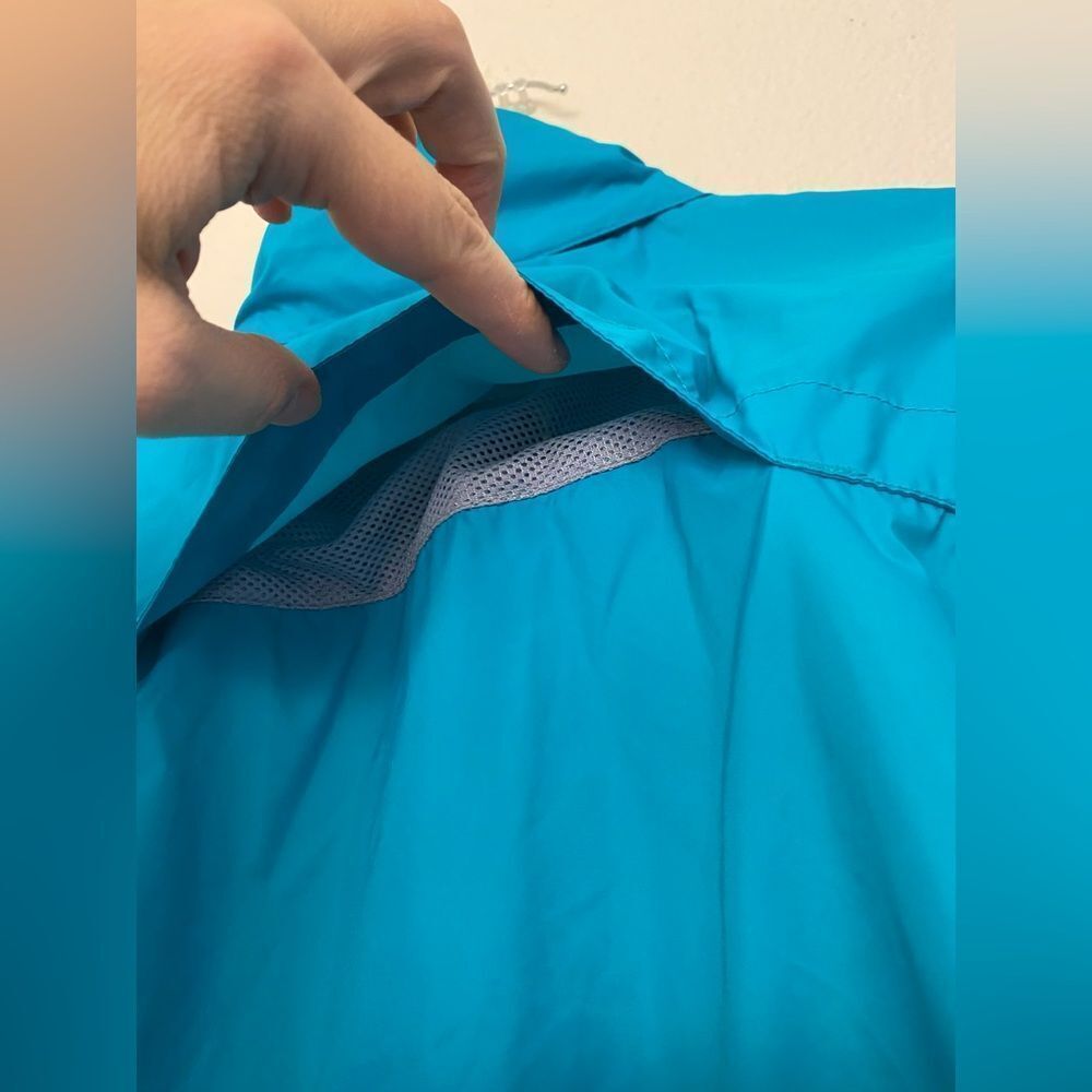 Columbia Women’s aqua blue 100% nylon packable rain wind jacket coat L - Picture 6 of 10